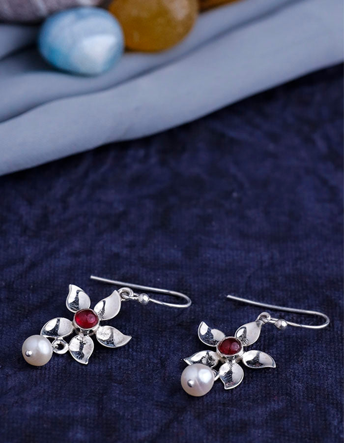 RAAT KI RANI EARRING (RED) 92.5 SILVER