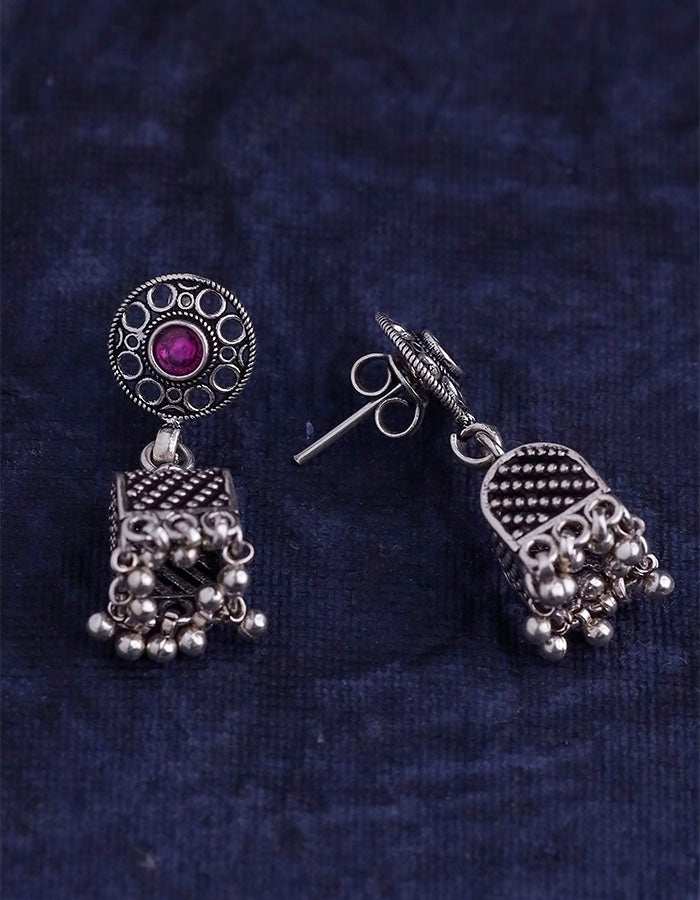 KAMINI EARRING (RED) 92.5 SILVER