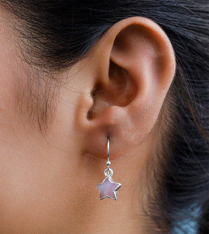 PINK OPAL STAR EARRING 92.5 SILVER