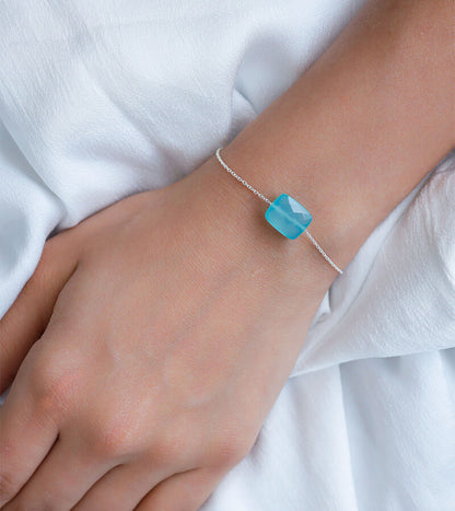 AQUA BLUE STONE BRACELET 92.5 SILVER