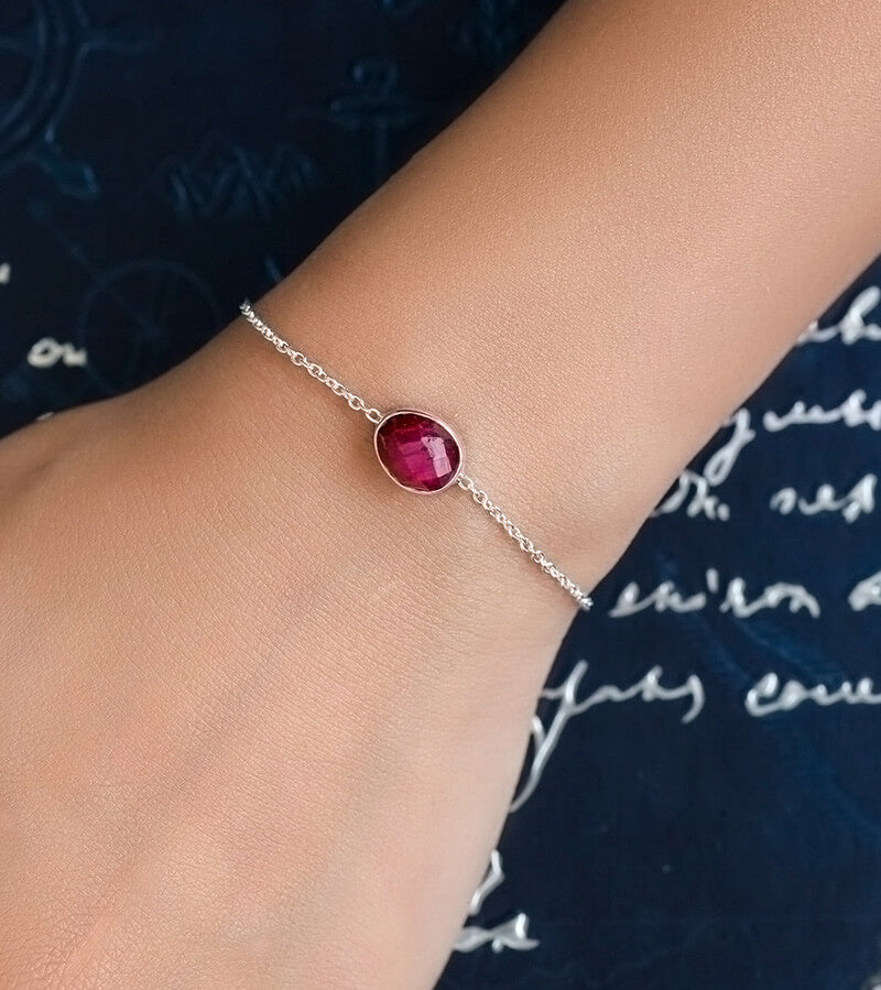 RUBY STONE BRACELET 92.5 SILVER