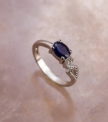 OVAL SAPPHIRE STONE RING 92.5 SILVER