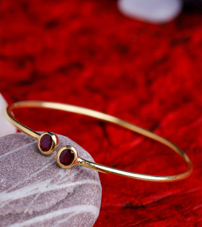 GOLD PLATED SILVER BANGLE WITH RUBY STONE 92.5 SILVER