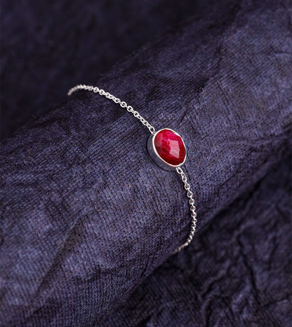 RUBY STONE BRACELET 92.5 SILVER