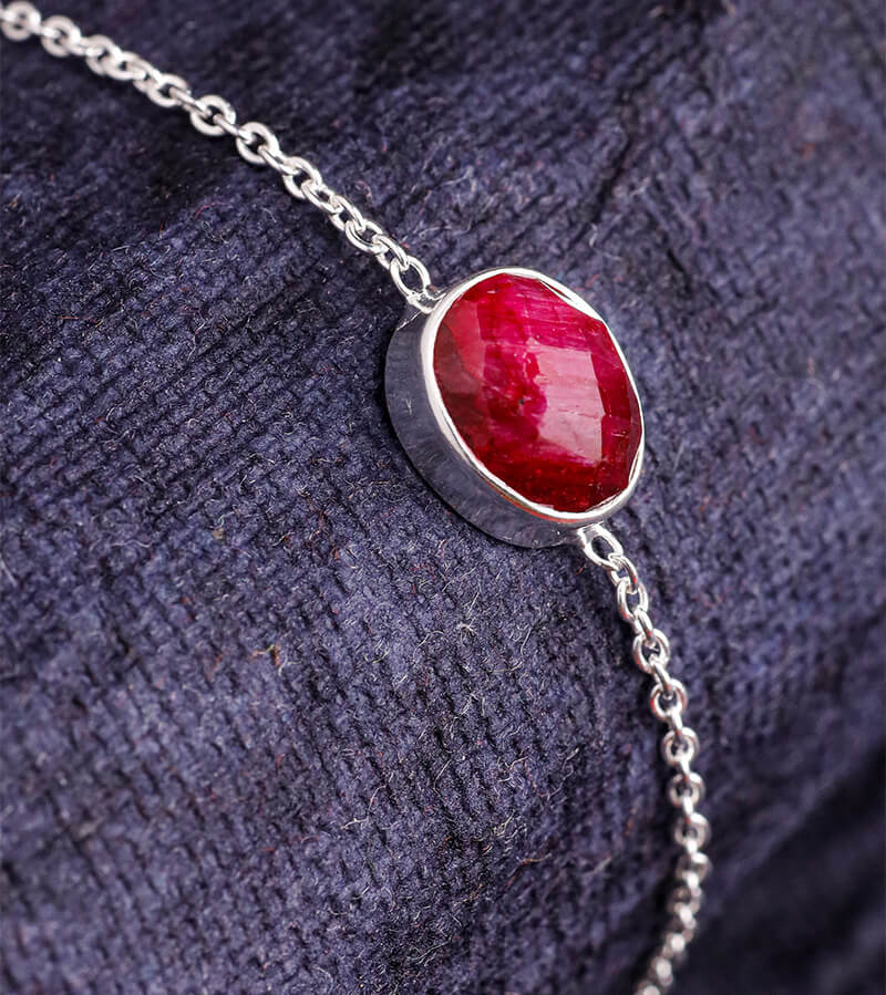 RUBY STONE BRACELET 92.5 SILVER