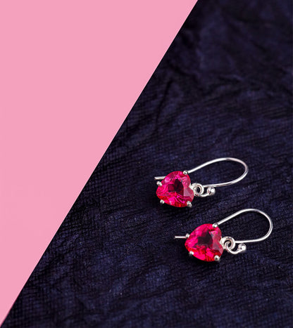 PINK TOPAZ HEART EARING 92.5 SILVER