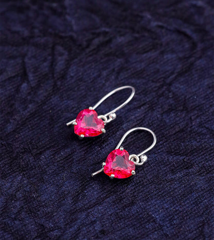 PINK TOPAZ HEART EARING 92.5 SILVER