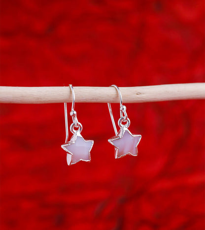 PINK OPAL STAR EARRING 92.5 SILVER