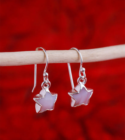 PINK OPAL STAR EARRING 92.5 SILVER