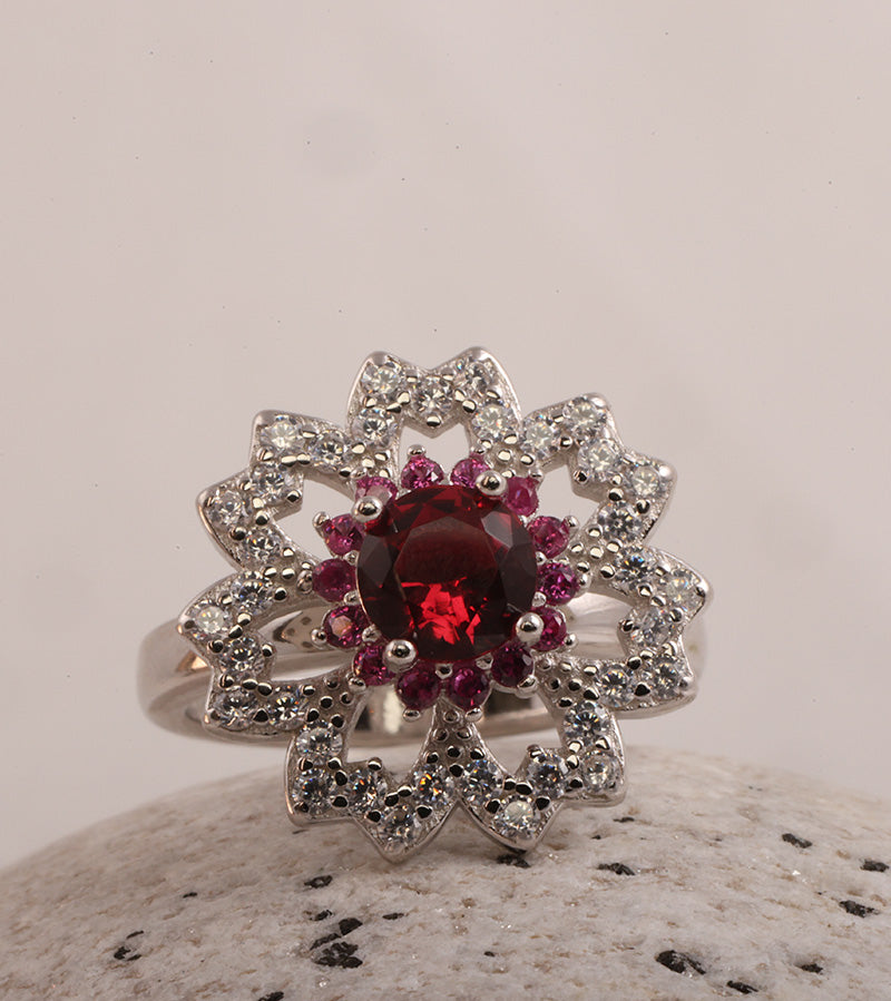 REVOLVING RING (FLOWER) 92.5 SILVER